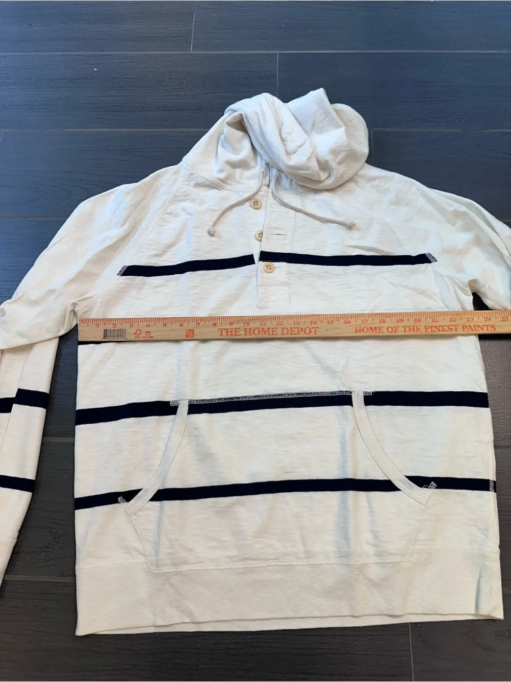 J. Crew White Hoodie with Navy Stripe Detail